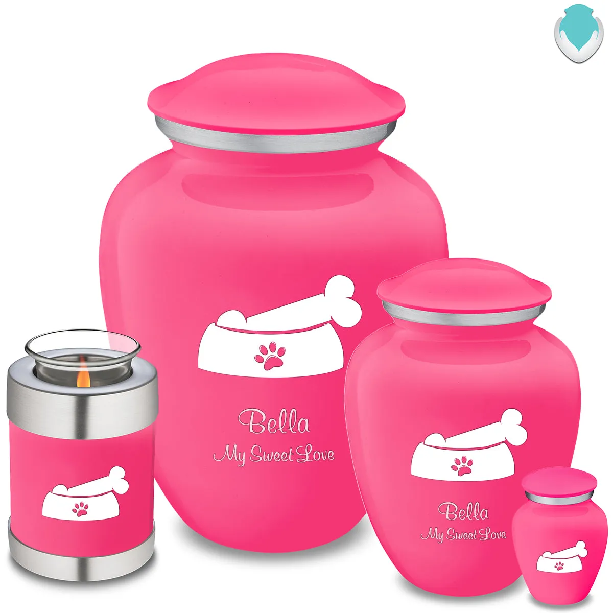 Keepsake  Embrace Bright Pink Pet Dog Bone Cremation Urn