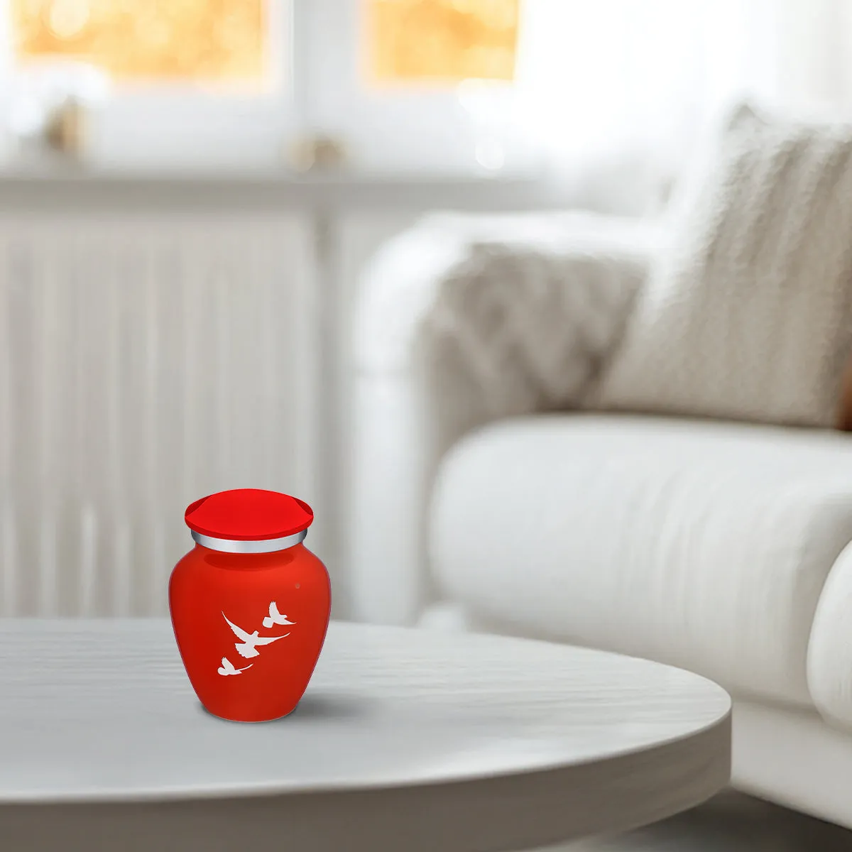 Keepsake Embrace Bright Red Doves Cremation Urn