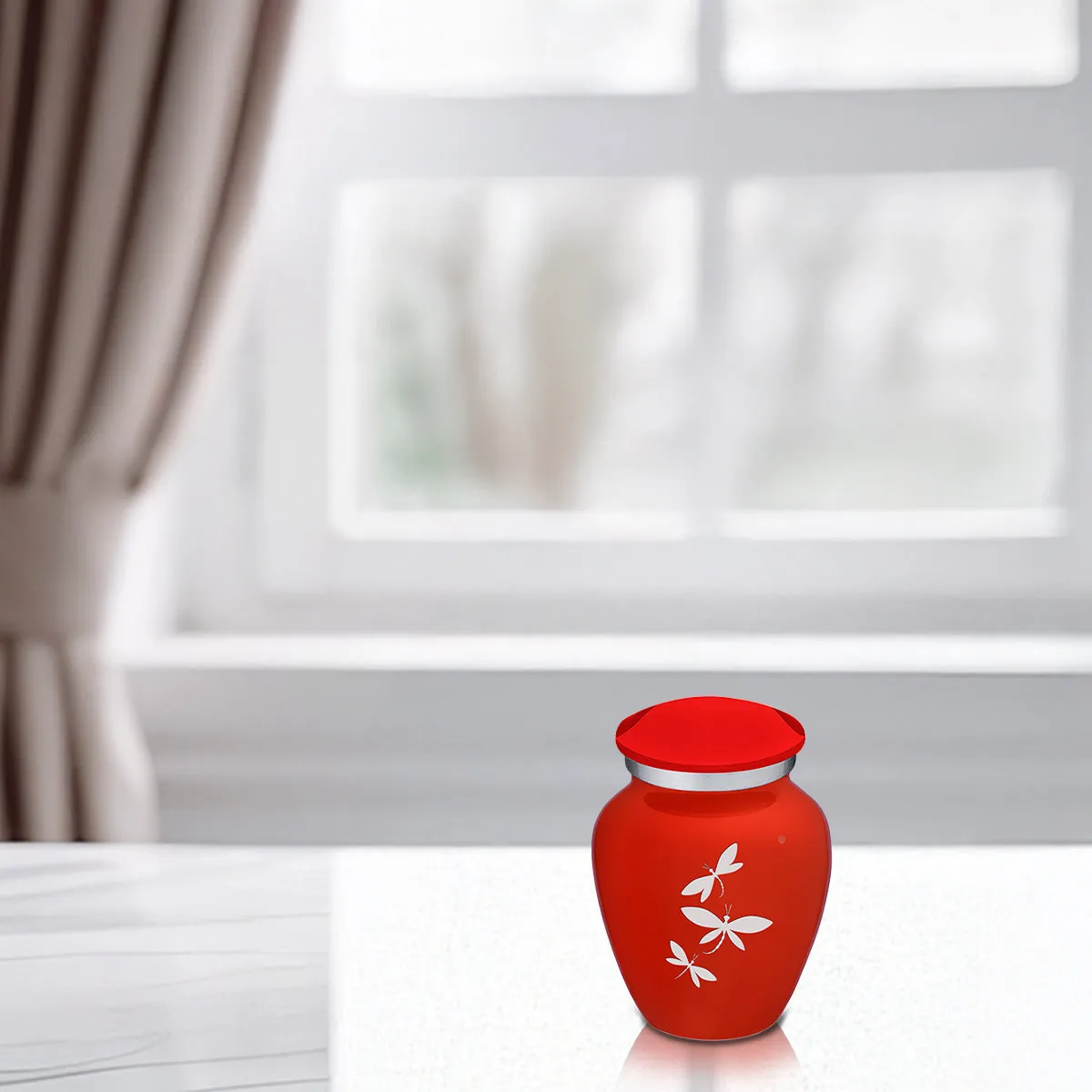 Keepsake Embrace Bright Red Dragonflies Cremation Urn