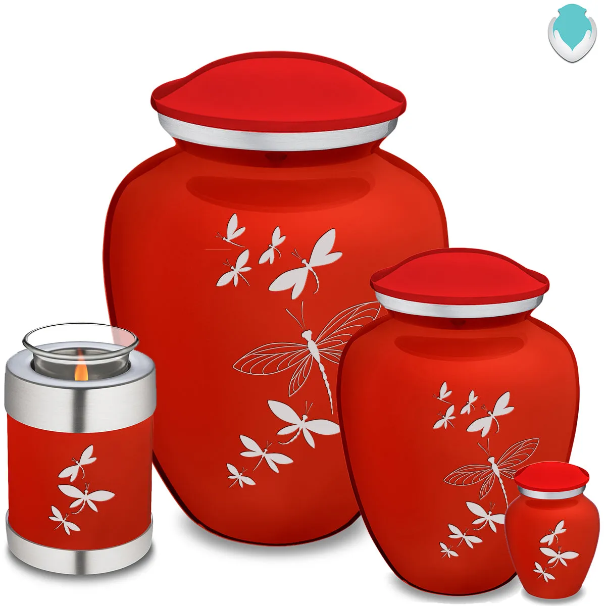 Keepsake Embrace Bright Red Dragonflies Cremation Urn