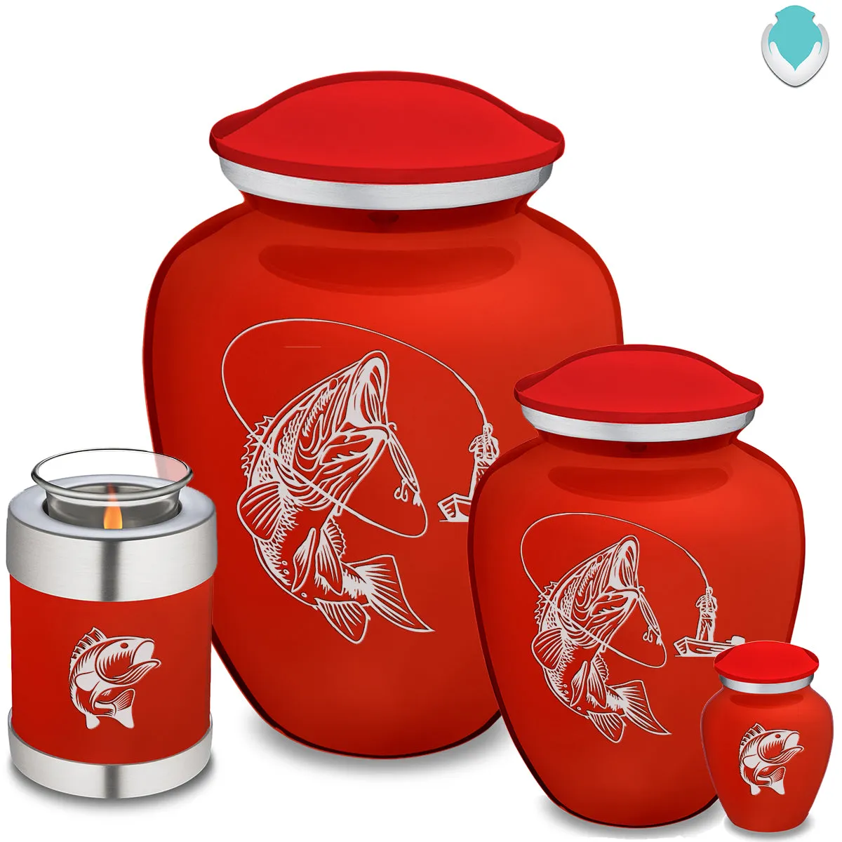Keepsake Embrace Bright Red Fish Cremation Urn