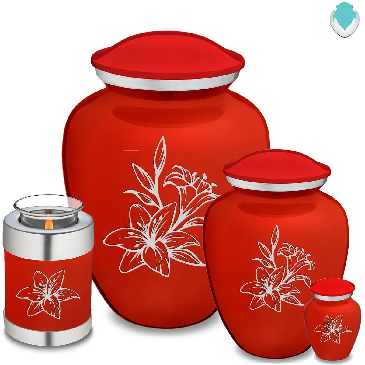 Keepsake Embrace Bright Red Lily Cremation Urn
