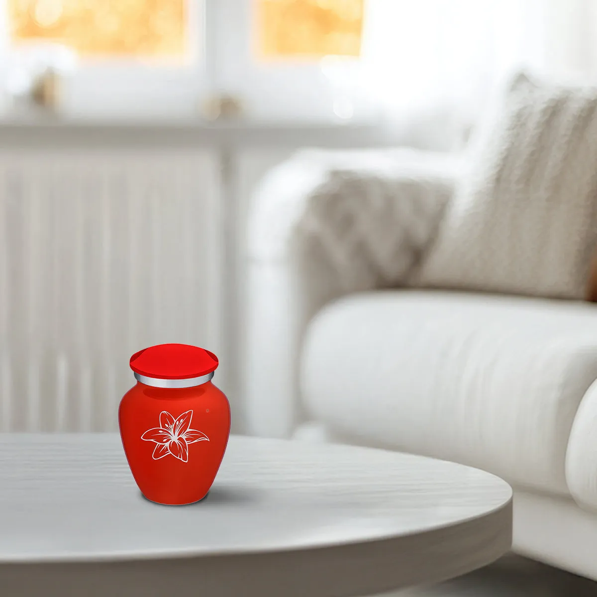 Keepsake Embrace Bright Red Lily Cremation Urn