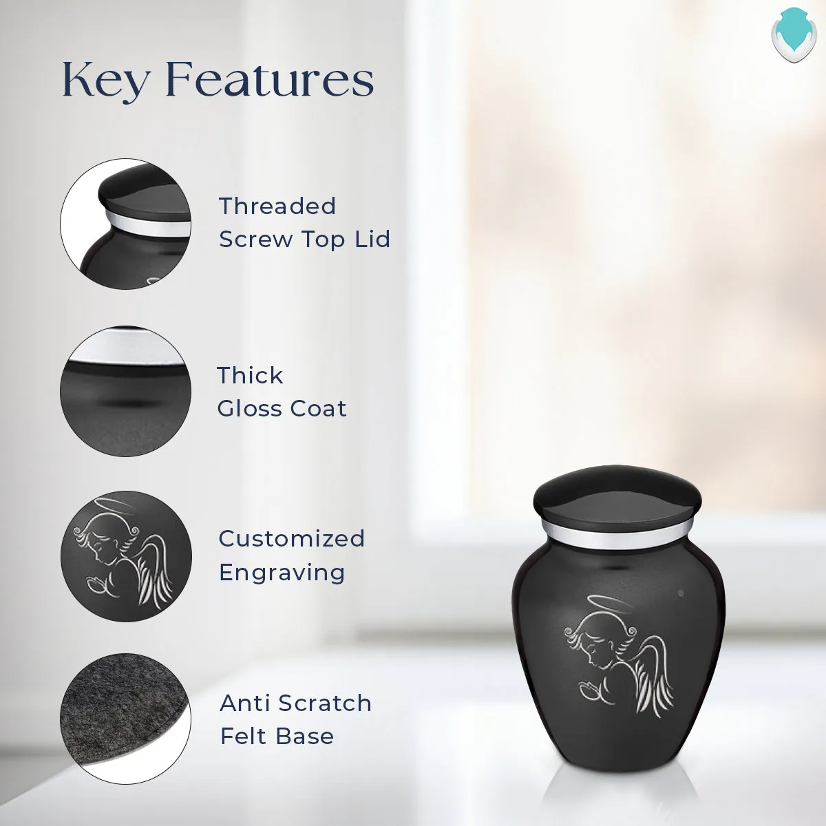 Keepsake Embrace Charcoal Angel Cremation Urn