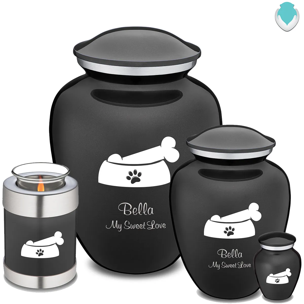 Keepsake  Embrace Charcoal Black Pet Dog Bone Cremation Urn