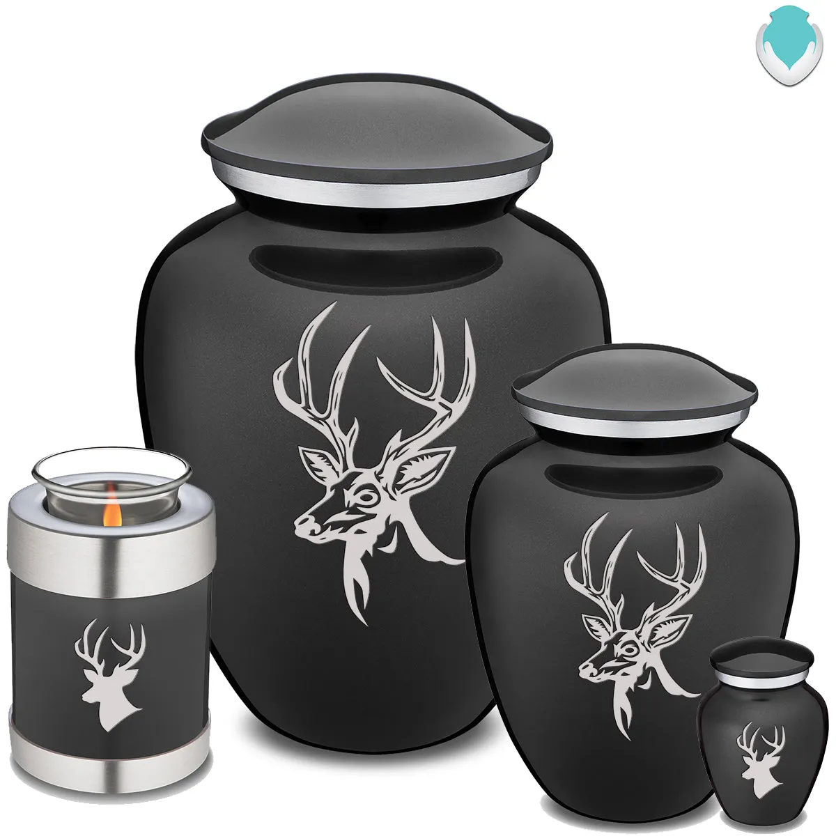 Keepsake Embrace Charcoal Deer Cremation Urn