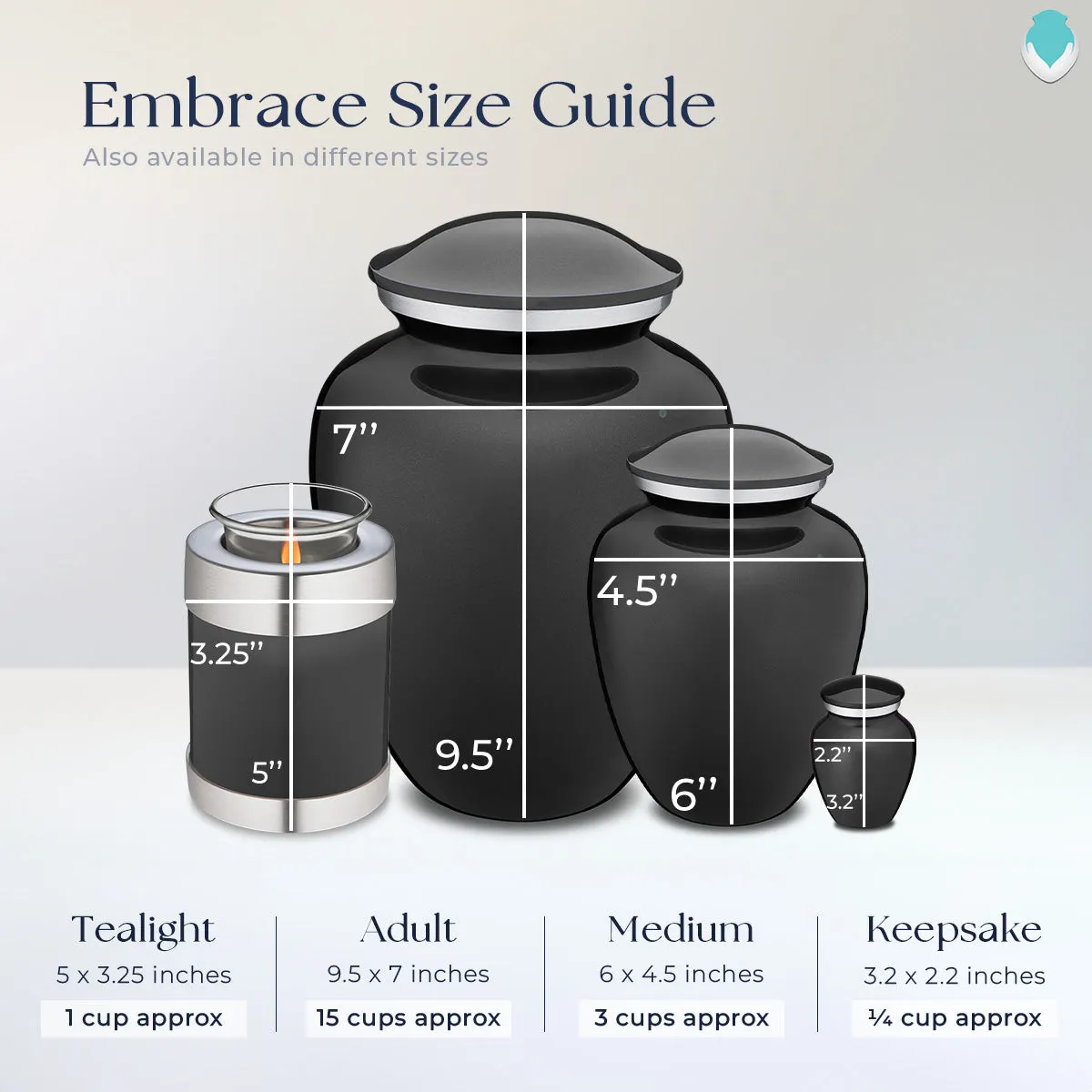 Keepsake Embrace Charcoal Doves Cremation Urn