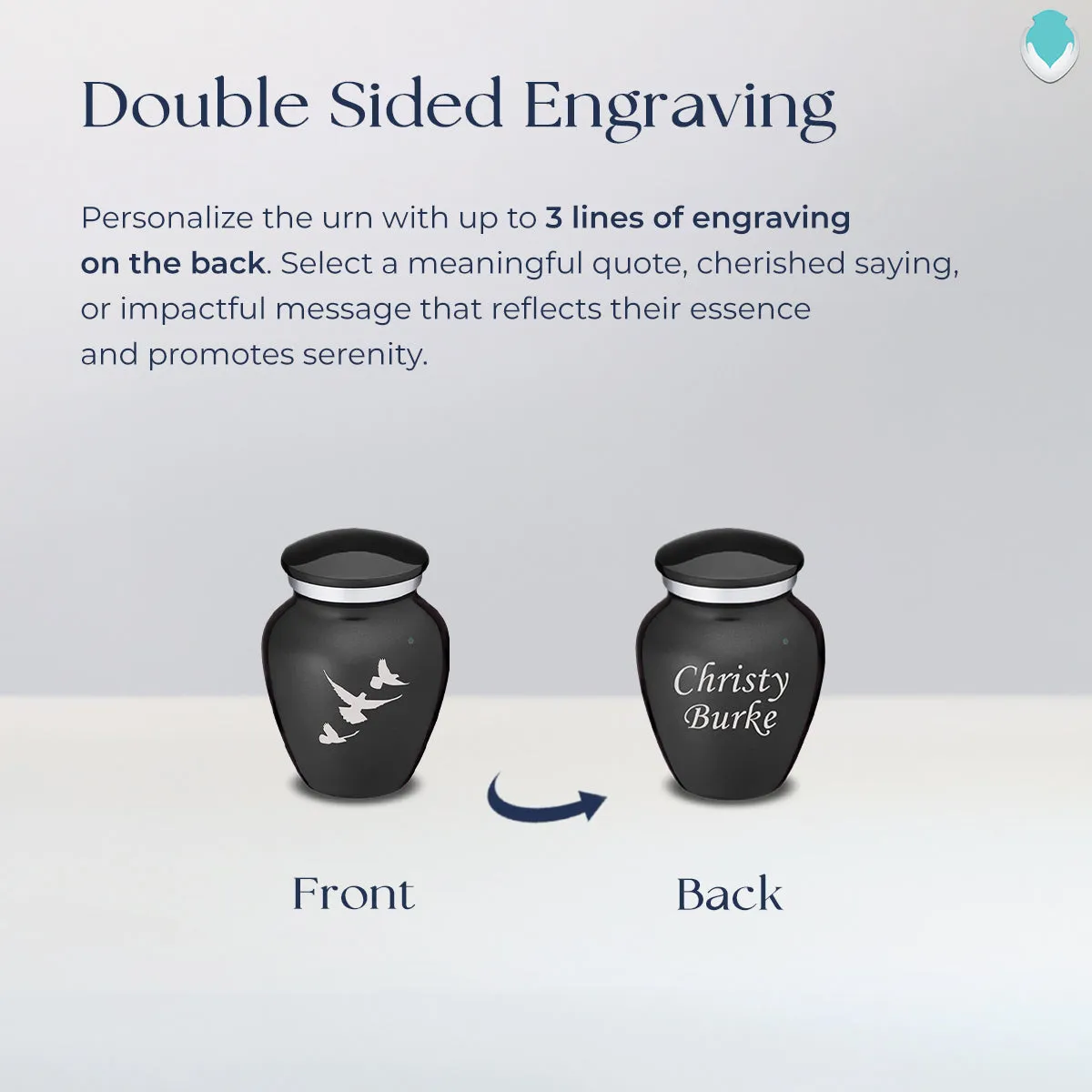 Keepsake Embrace Charcoal Doves Cremation Urn