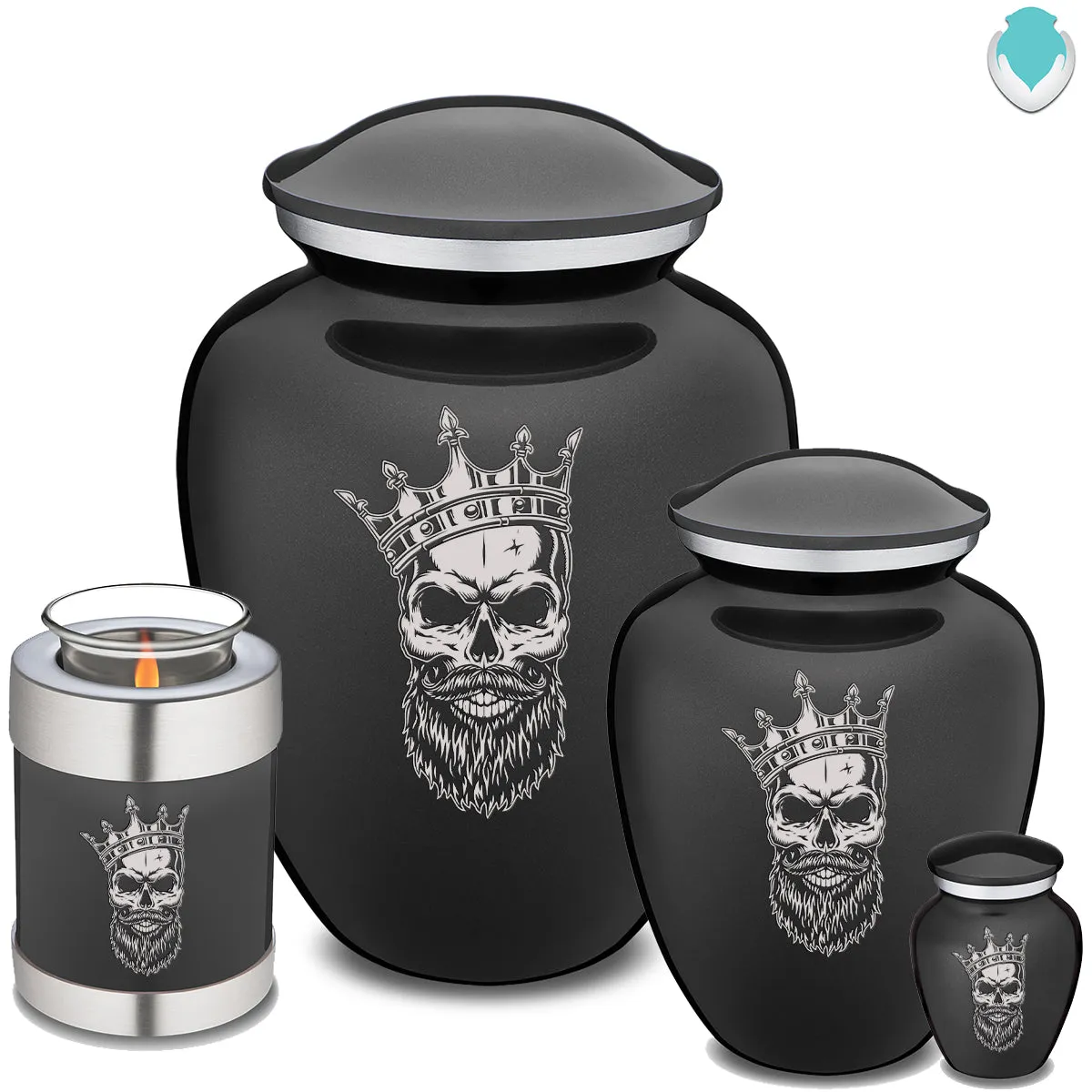 Keepsake Embrace Charcoal Skull Cremation Urn