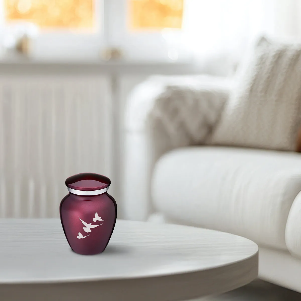 Keepsake Embrace Cherry Purple Doves Cremation Urn