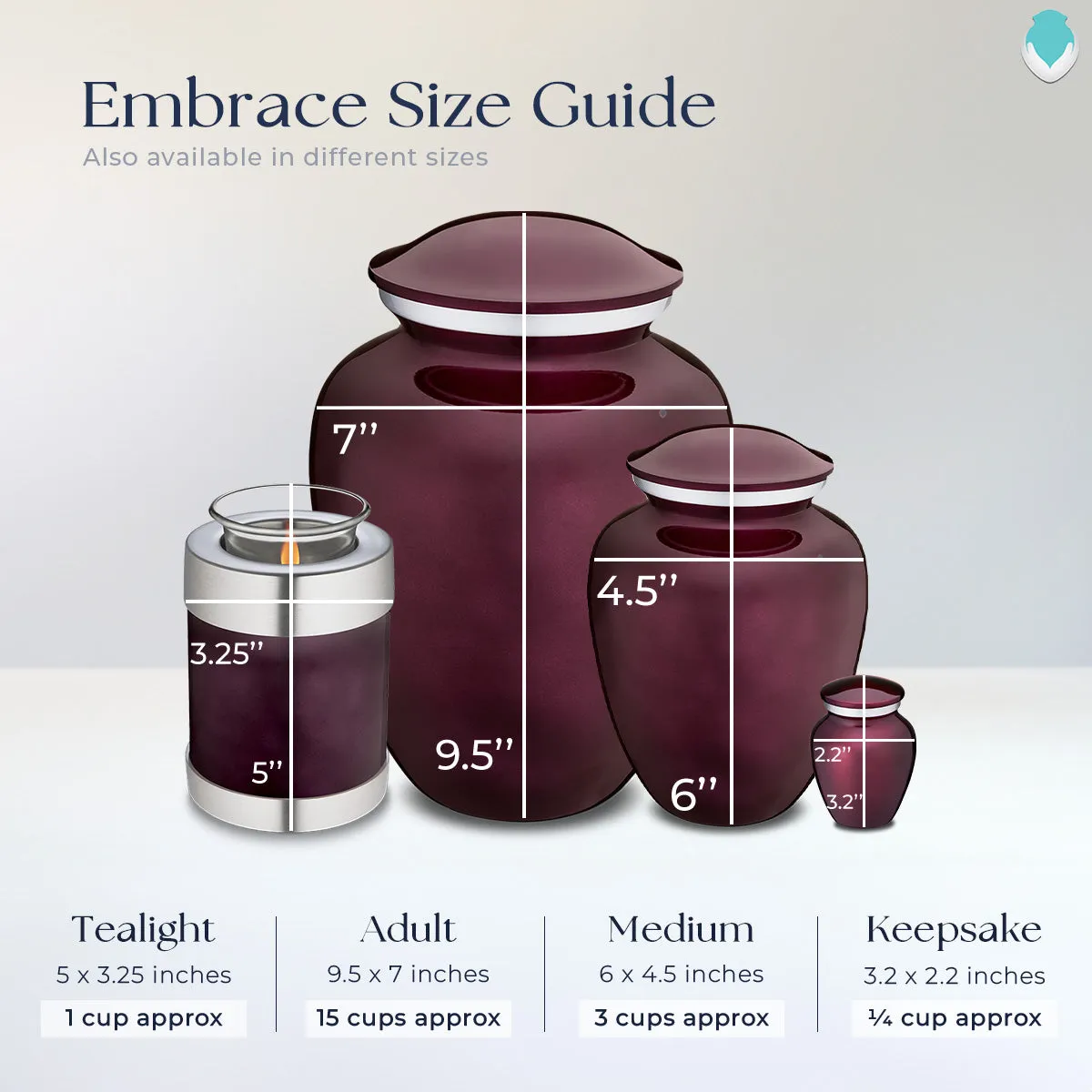 Keepsake Embrace Cherry Purple Doves Cremation Urn