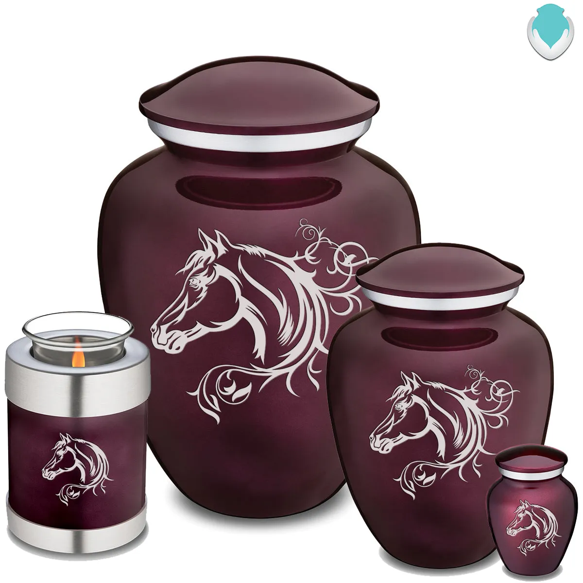 Keepsake Embrace Cherry Purple Horse Cremation Urn
