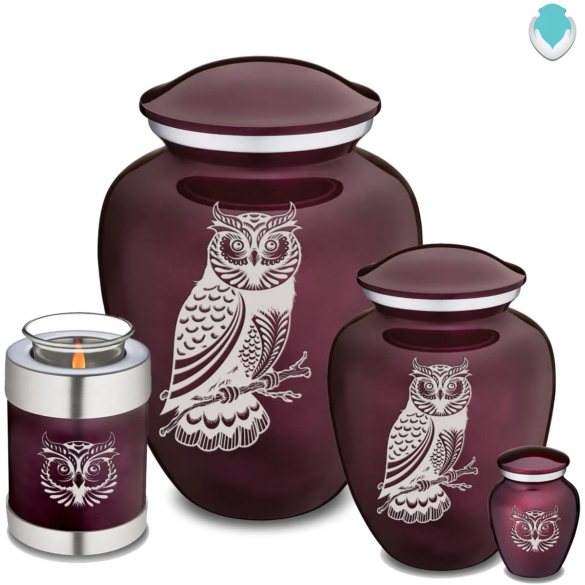 Keepsake Embrace Cherry Purple Owl Cremation Urn