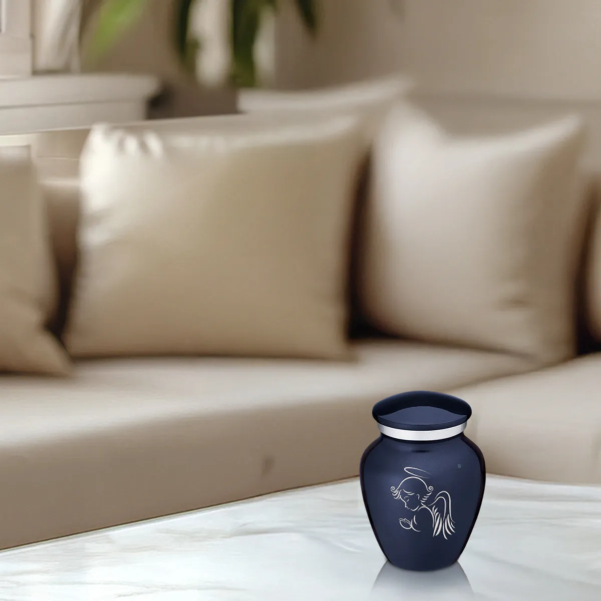Keepsake Embrace Cobalt Blue Angel Cremation Urn