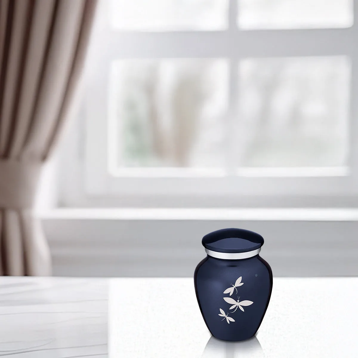 Keepsake Embrace Cobalt Blue Dragonflies Cremation Urn