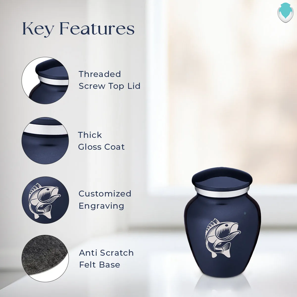 Keepsake Embrace Cobalt Blue Fish Cremation Urn