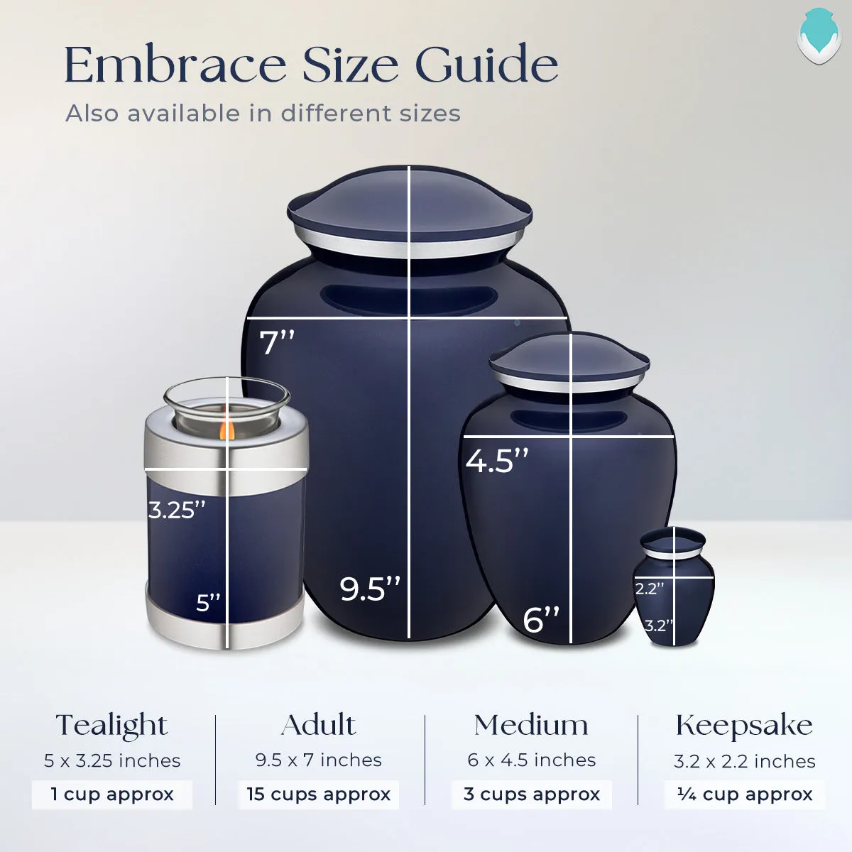 Keepsake Embrace Cobalt Blue Hearts Cremation Urn