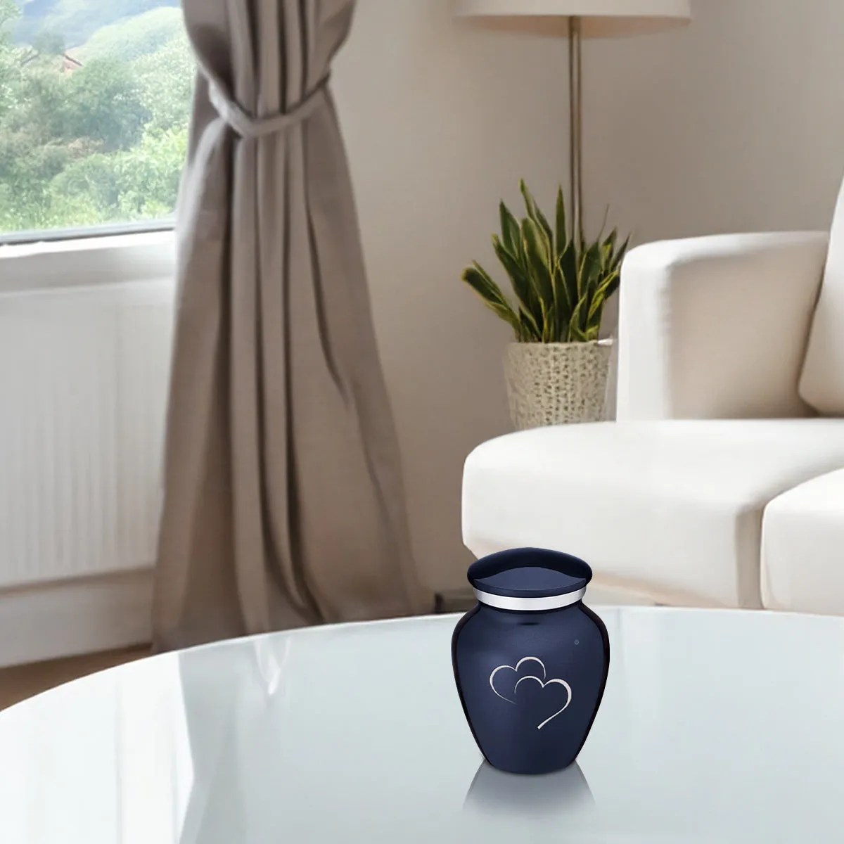 Keepsake Embrace Cobalt Blue Hearts Cremation Urn