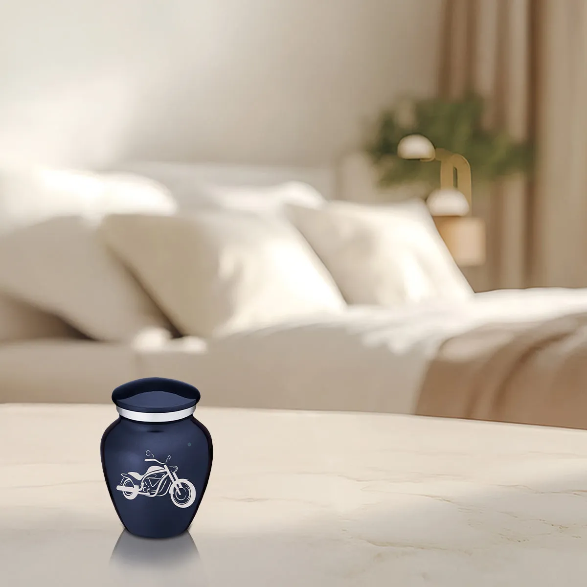 Keepsake Embrace Cobalt Blue Motorcycle Cremation Urn