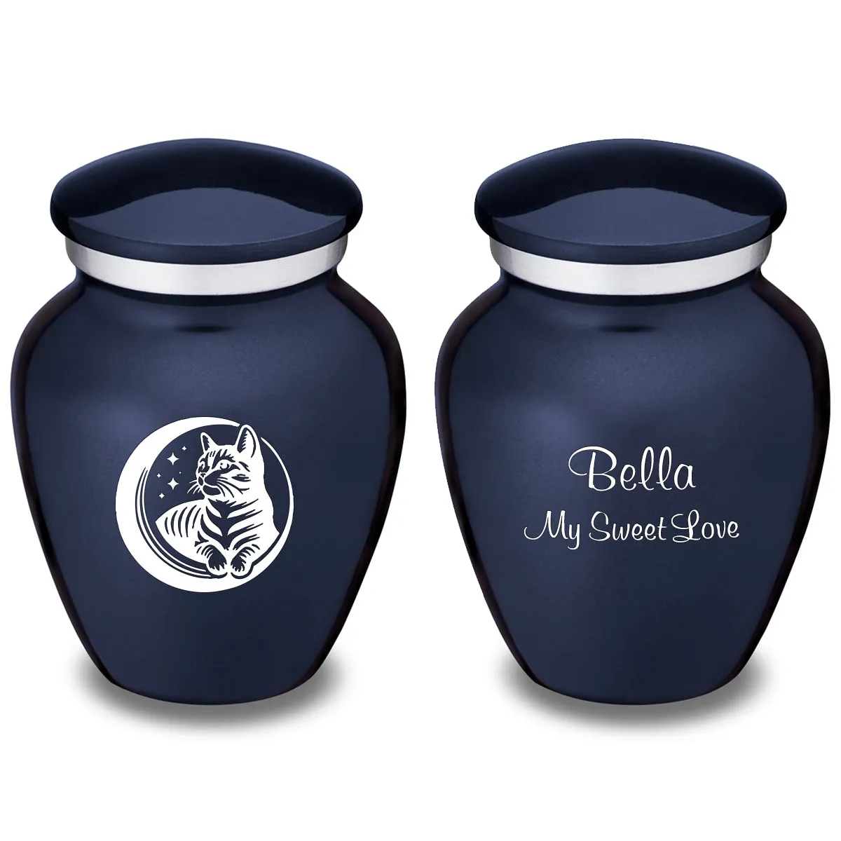 Keepsake Embrace Cobalt Blue Pet Cute Cat Cremation Urn