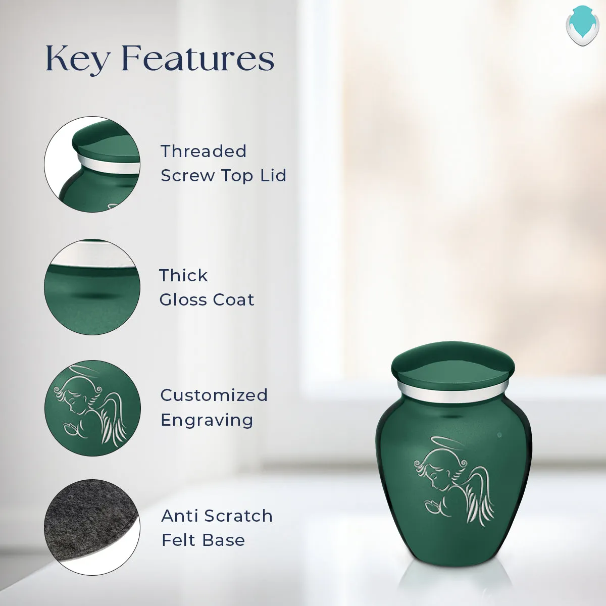 Keepsake Embrace Green Angel Cremation Urn