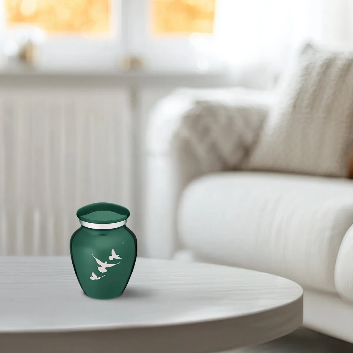 Keepsake Embrace Green Doves Cremation Urn