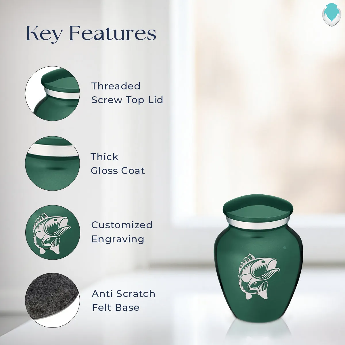 Keepsake Embrace Green Fish Cremation Urn