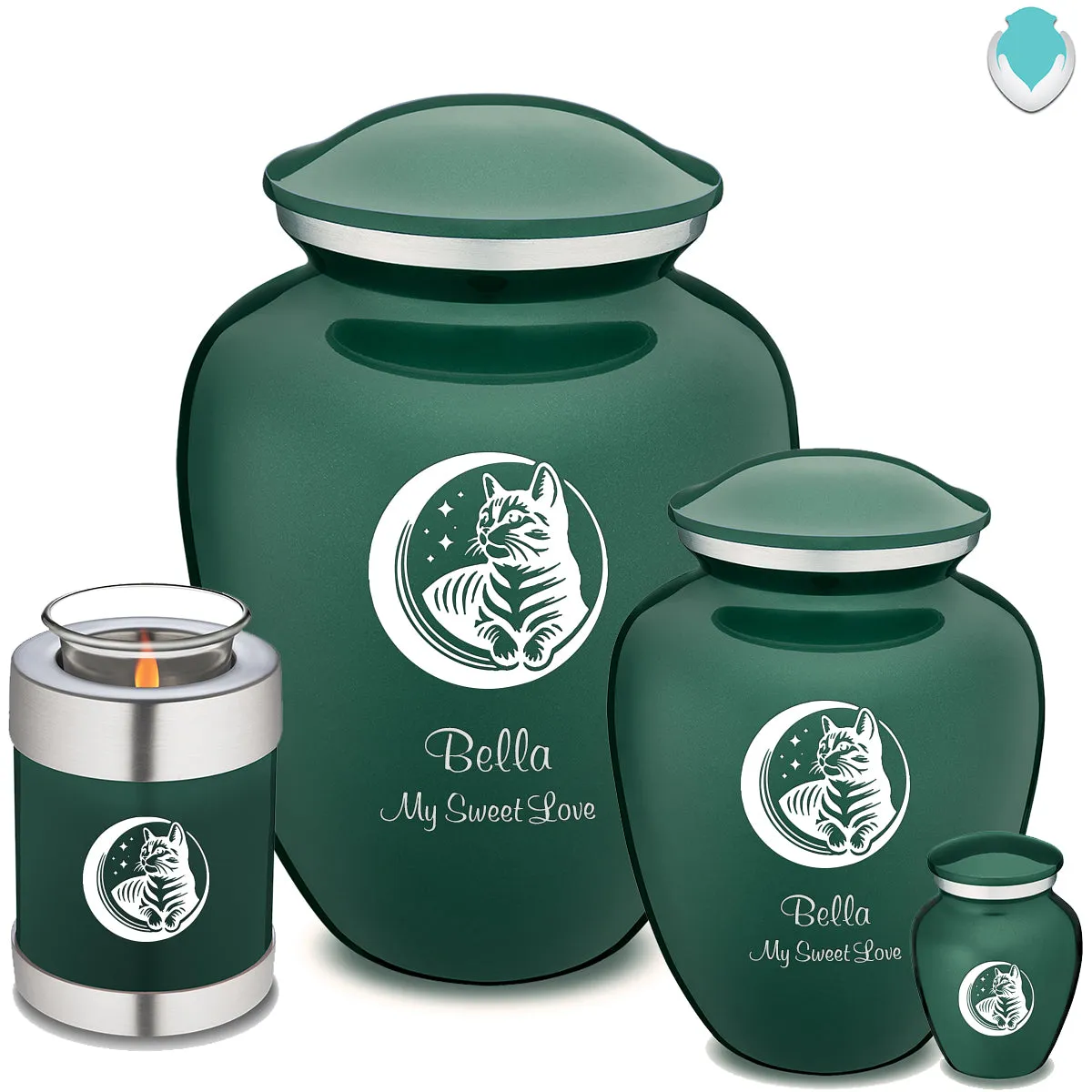 Keepsake Embrace Green Pet Cute Cat Cremation Urn