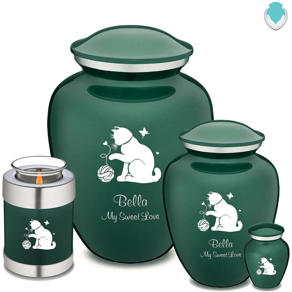 Keepsake Embrace Green Pet Fun Cat Cremation Urn
