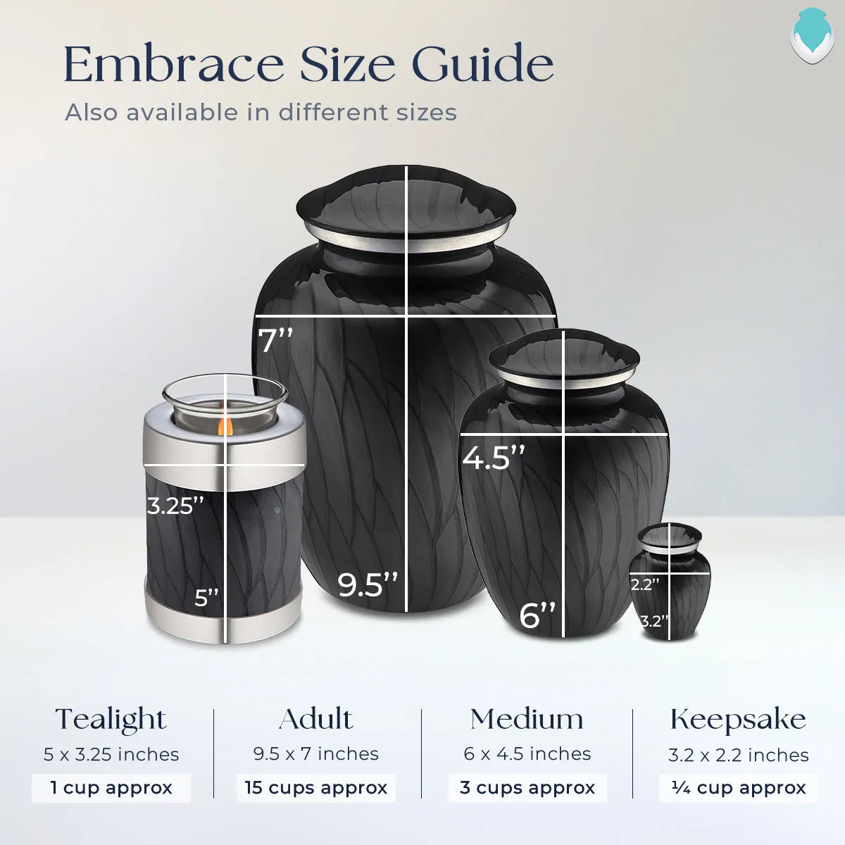 Keepsake Embrace Pearl Black Angel Cremation Urn