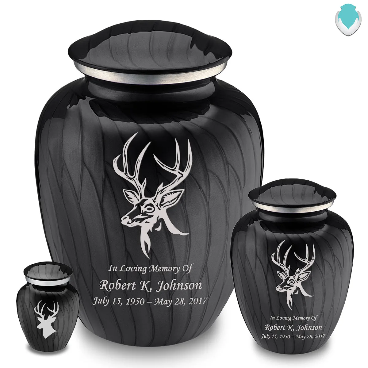 Keepsake Embrace Pearl Black Deer Cremation Urn