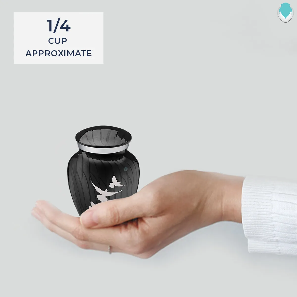 Keepsake Embrace Pearl Black Doves Cremation Urn
