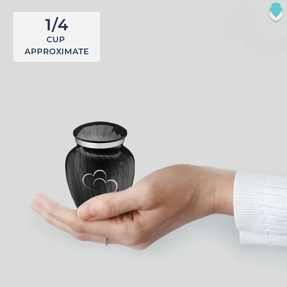 Keepsake Embrace Pearl Black Hearts Cremation Urn