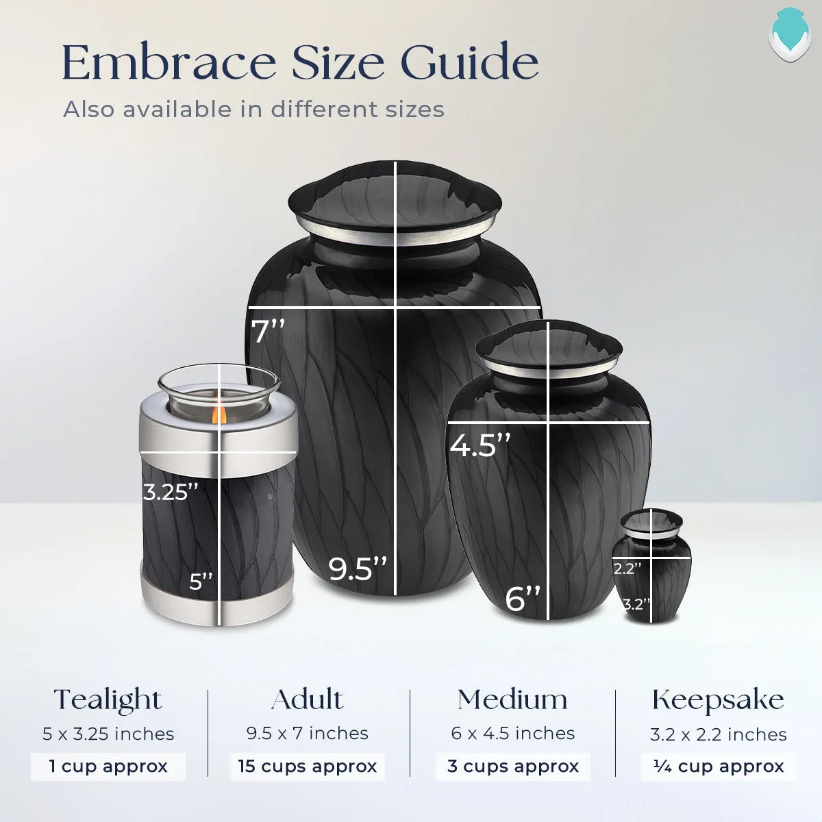 Keepsake Embrace Pearl Black Hearts Cremation Urn