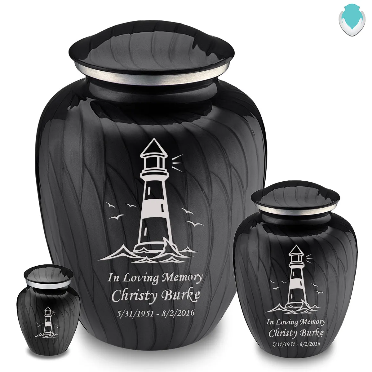 Keepsake Embrace Pearl Black Lighthouse Cremation Urn