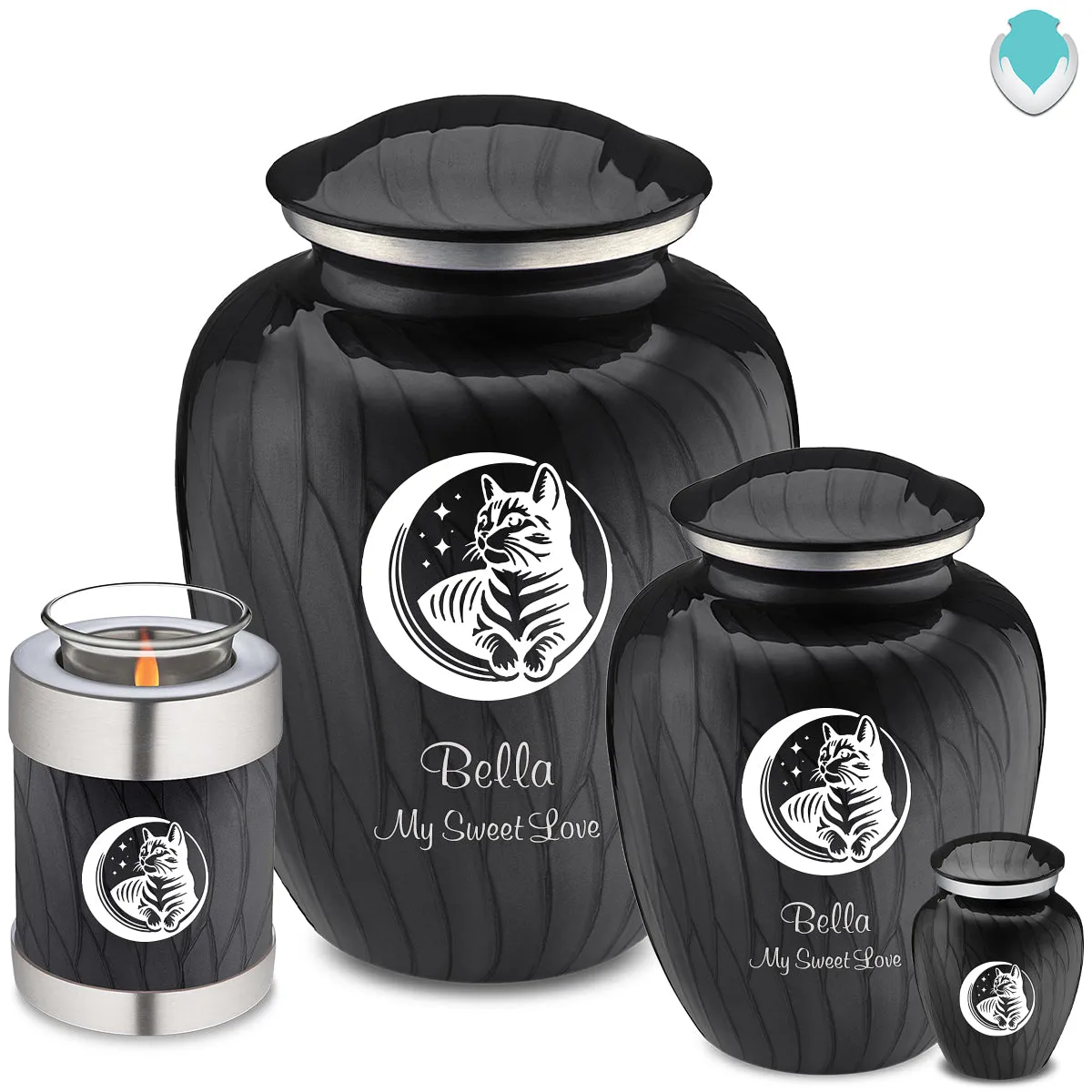 Keepsake Embrace Pearl Black Pet Cute Cat Cremation Urn