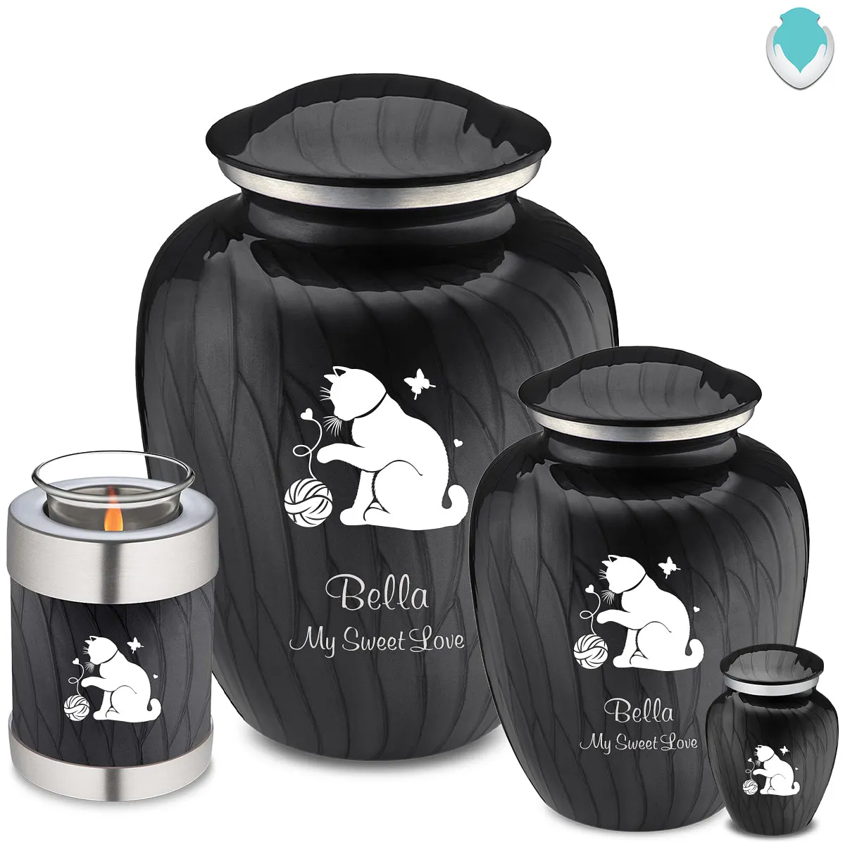 Keepsake Embrace Pearl Black Pet Fun Cat Cremation Urn