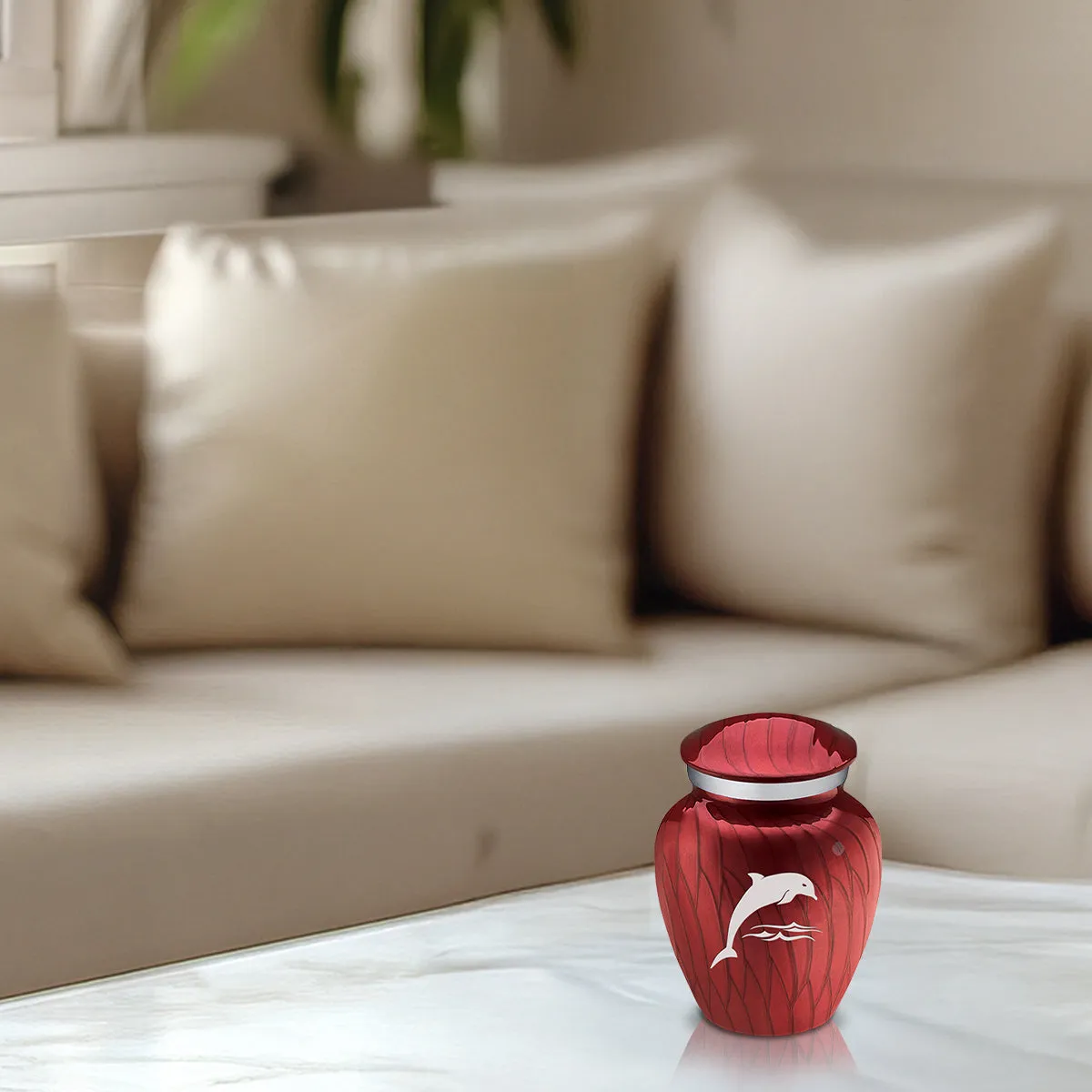 Keepsake Embrace Pearl Candy Red Dolphin Cremation Urn
