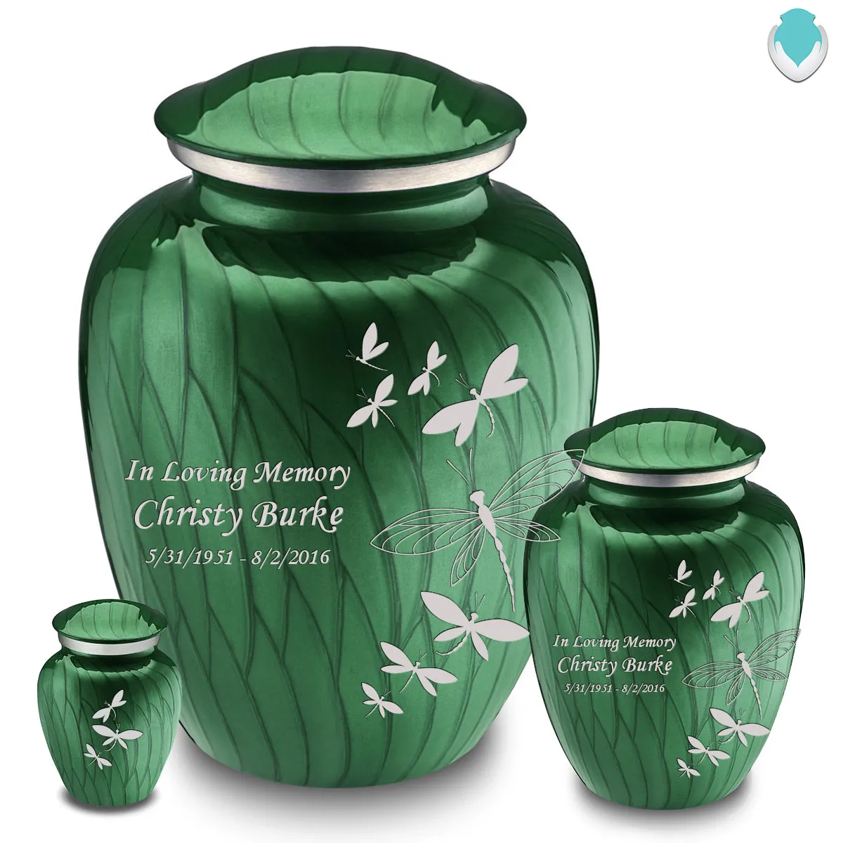Keepsake Embrace Pearl Green Dragonfly Cremation Urn