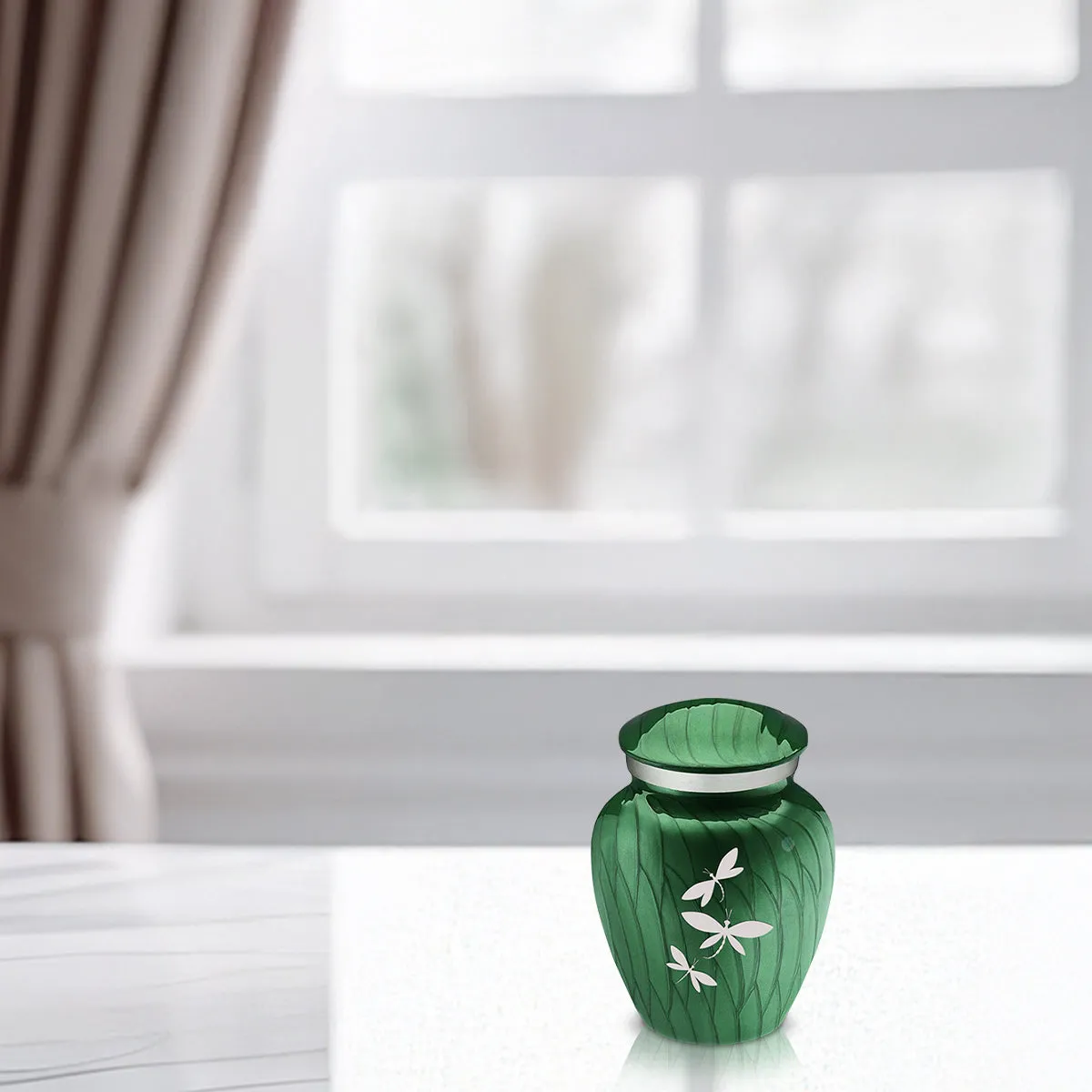 Keepsake Embrace Pearl Green Dragonfly Cremation Urn