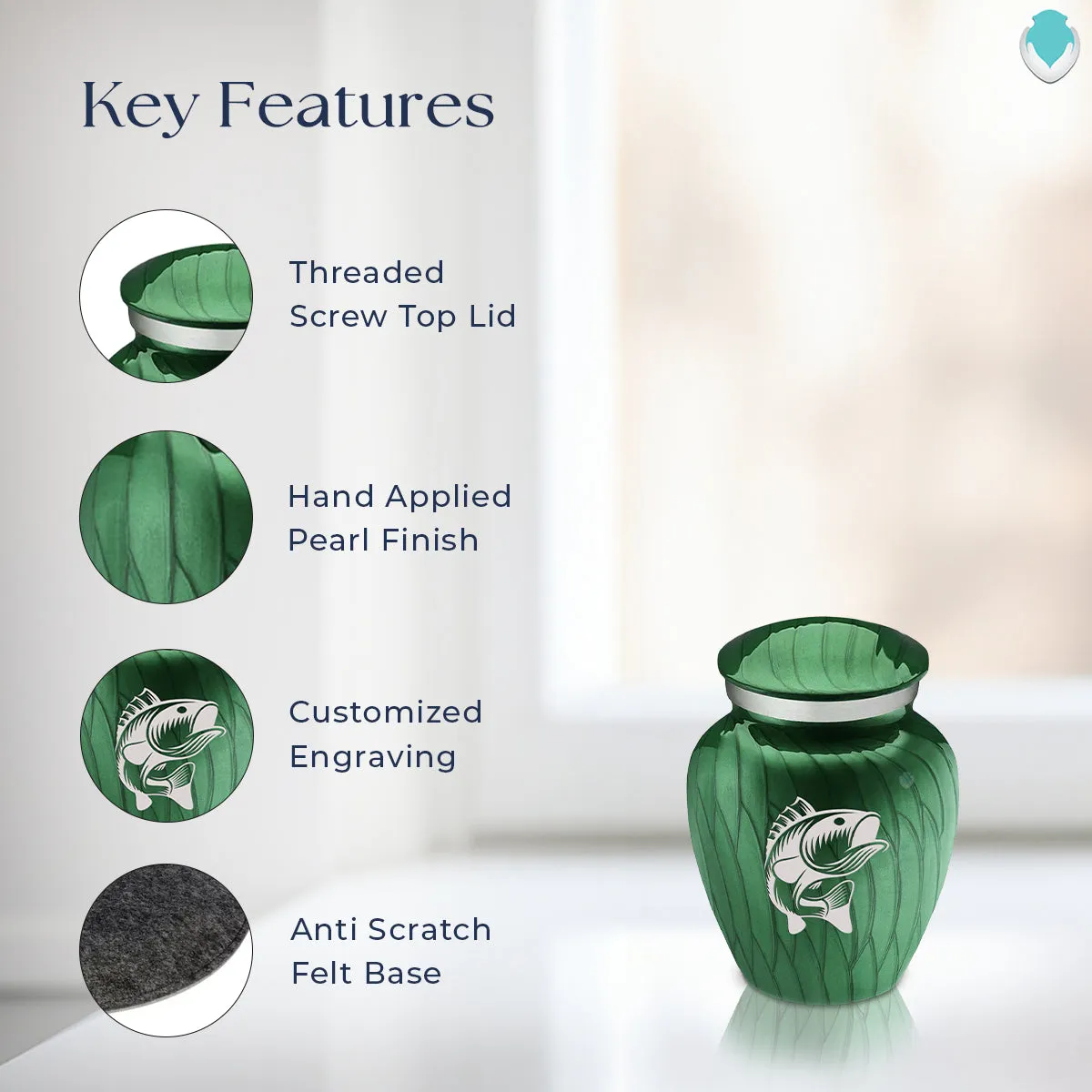 Keepsake Embrace Pearl Green Fishing Cremation Urn