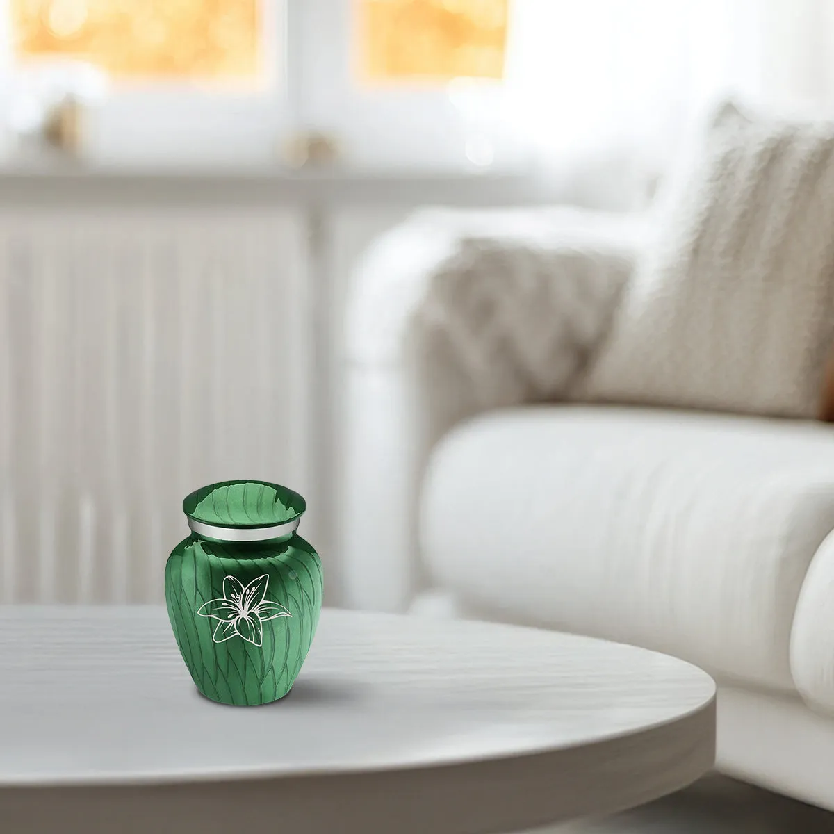 Keepsake Embrace Pearl Green Lily Cremation Urn