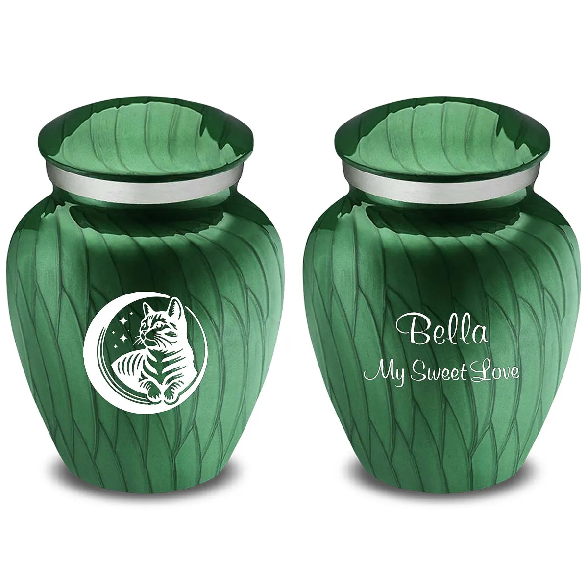 Keepsake Embrace Pearl Green Pet Cute Cat Cremation Urn