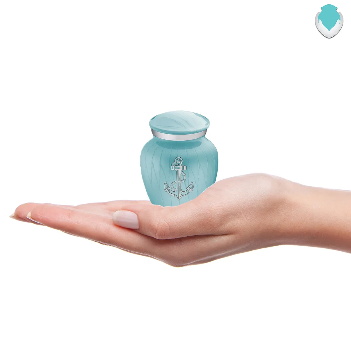 Keepsake Embrace Pearl Light Blue Anchor Cremation Urn