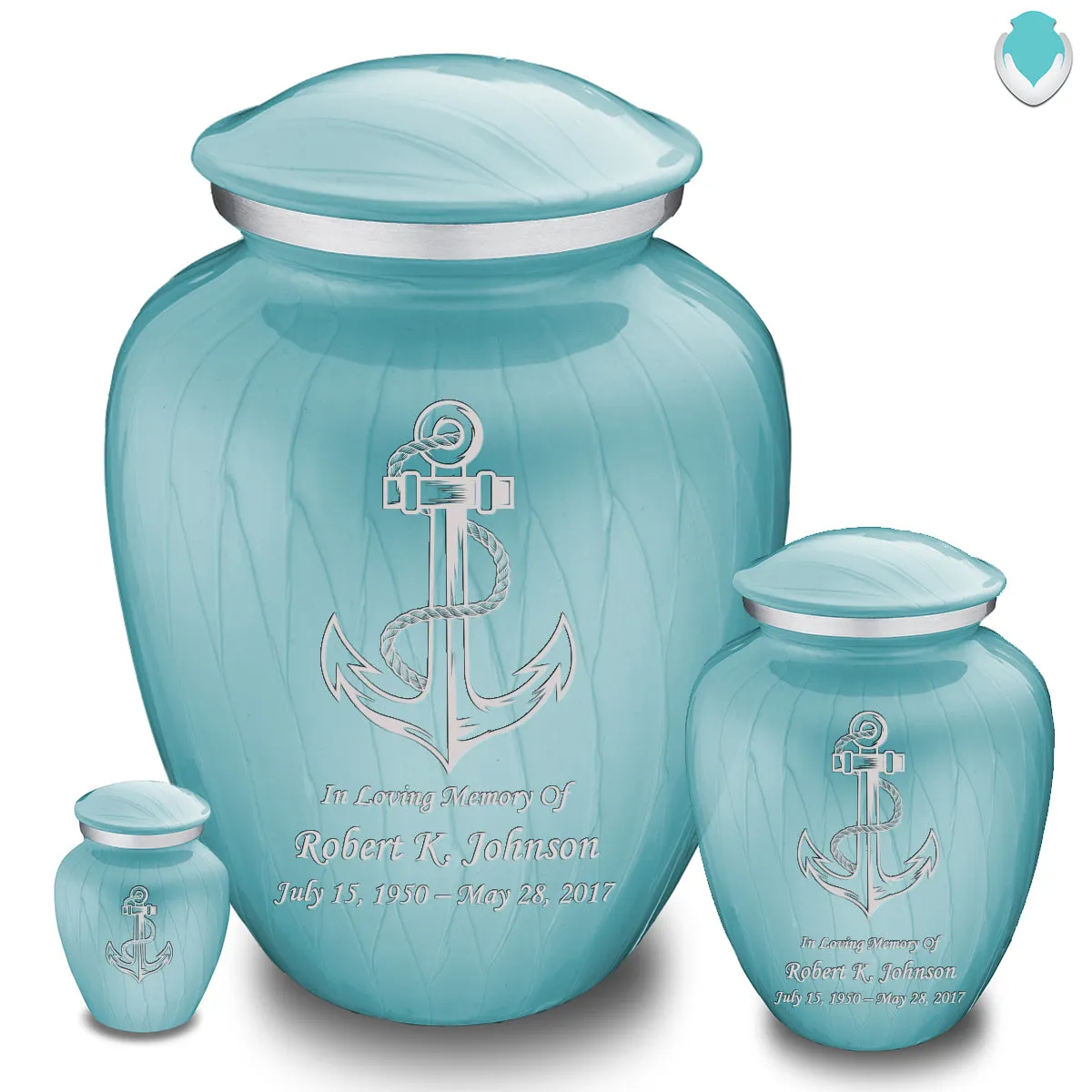 Keepsake Embrace Pearl Light Blue Anchor Cremation Urn