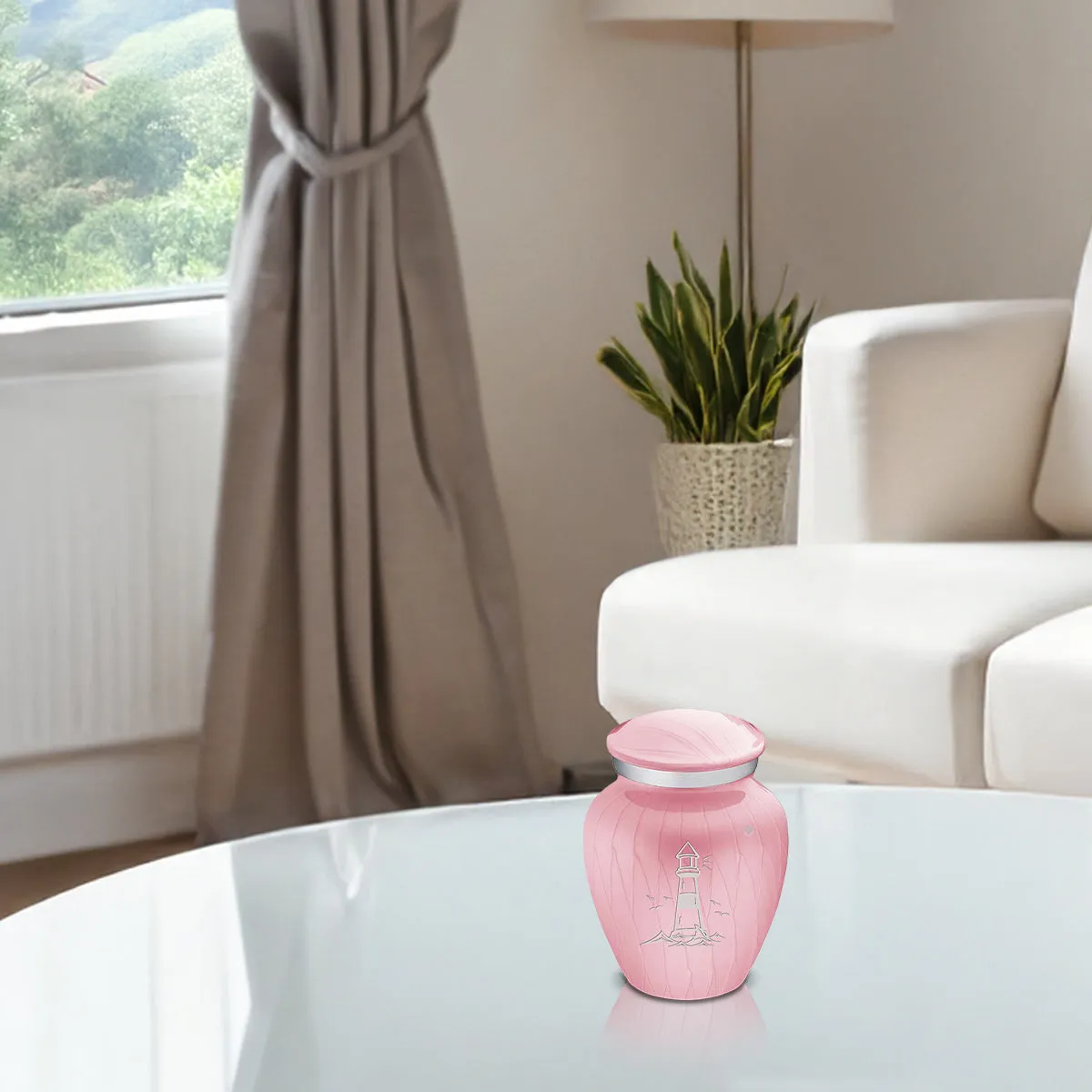Keepsake Embrace Pearl Light Pink Lighthouse Cremation Urn