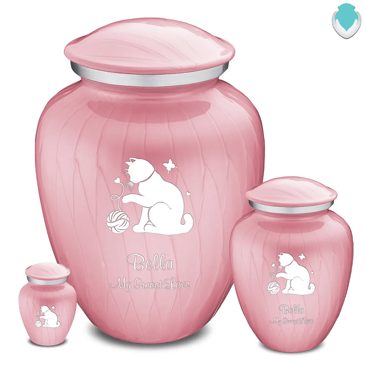 Keepsake Embrace Pearl Pink Pet Fun Cat Cremation Urn