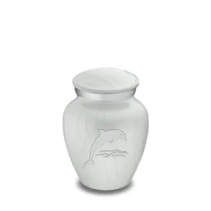 Keepsake Embrace Pearl White Dolphin Cremation Urn