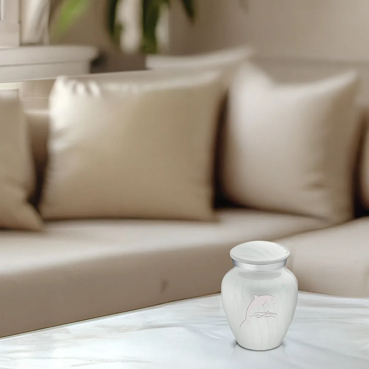 Keepsake Embrace Pearl White Dolphin Cremation Urn