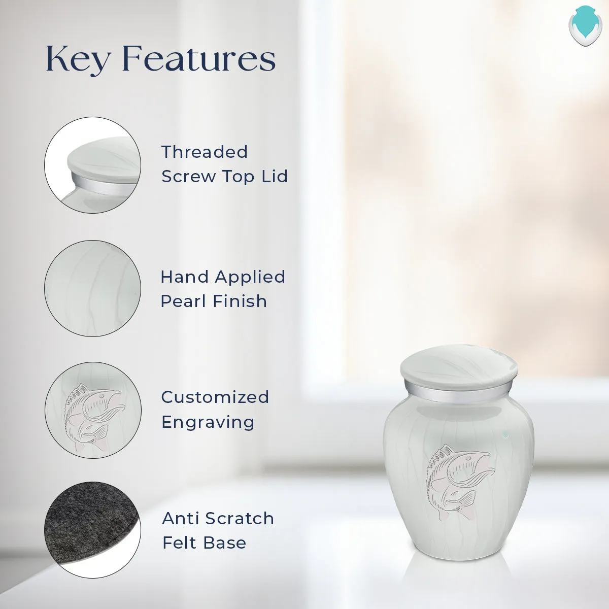 Keepsake Embrace Pearl White Fish Cremation Urn